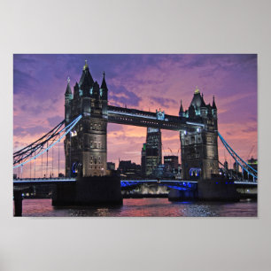 London Torn Bridge på natten poster