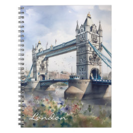 London Torn Bridge Travel Watercolor Anteckningsbok
