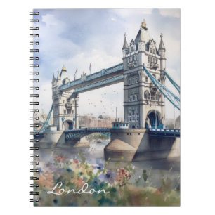 London Torn Bridge Travel Watercolor Anteckningsbok