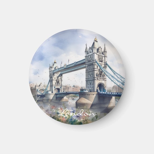 London Torn Bridge Travel Watercolor Magnet (Framsidan)