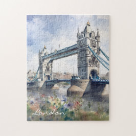 London Torn Bridge Travel Watercolor Pussel