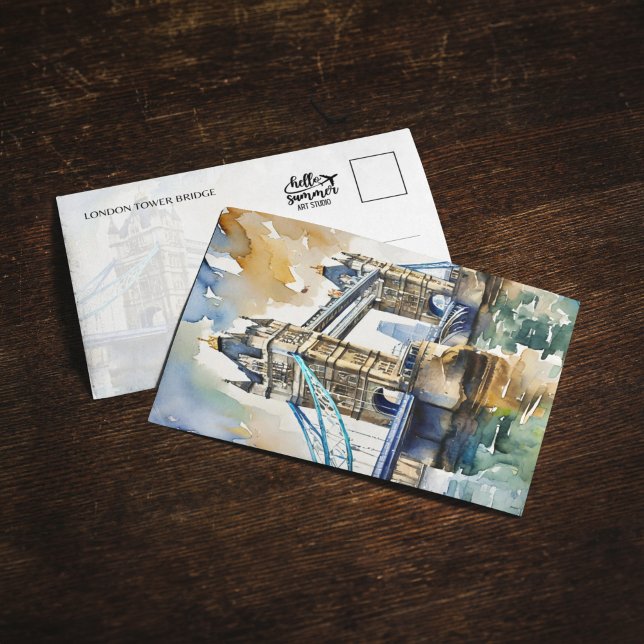 London Torn Bridge Watercolor Inbjudningar (Skapare uppladdad)