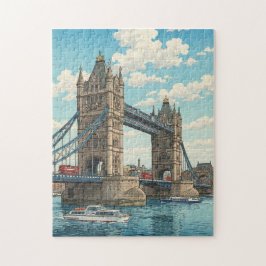 London Tower Bridge Japanese Woodblock Print Pussel