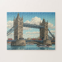 London Tower Bridge Japansk Träblockstryck
