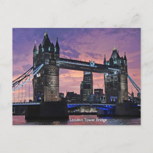 London Tower Bridge Solnedgång Vykort
