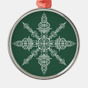 London Town Gömt Ord och Bilder Snowflake Julgransprydnad Metall