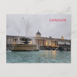 London Trafalgar Square fontänvy vykort