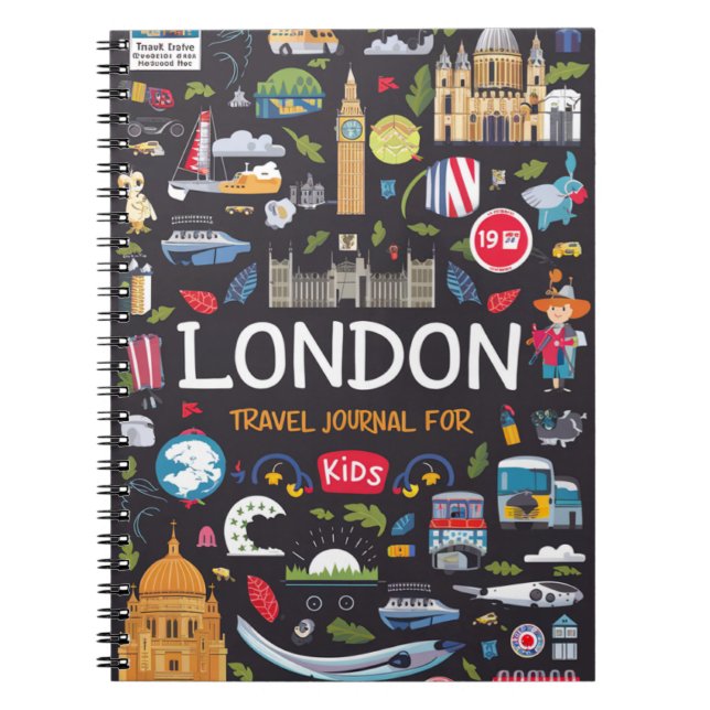London Travel Journal för barn Anteckningsbok (Framsidan)