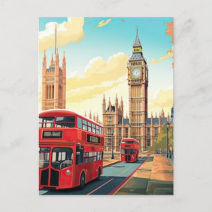 London Travel Postcard Art, London Travel Art, Eng Helg Vykort