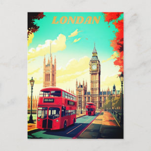 London Travel Postcard Art, London Travel Art, Eng Helg Vykort