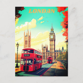London Travel Postcard Art, London Travel Art, Eng Helg Vykort