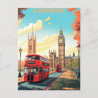 London Travel Postcard Art, London Travel Art, Eng Vykort