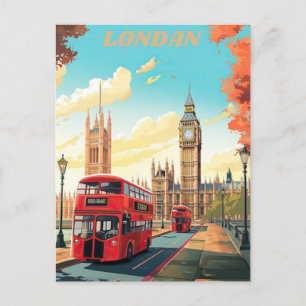 London Travel Postcard Art, London Travel Art, Eng Vykort