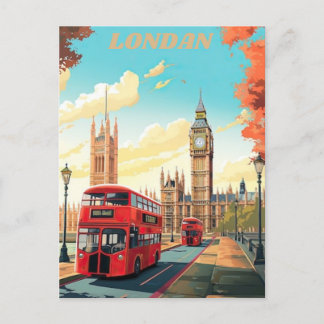 London Travel Postcard Art, London Travel Art, Eng Vykort