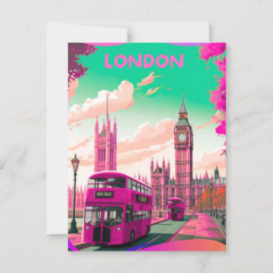 London Travel Postcard Art, London Travel Art, Eng Vykort