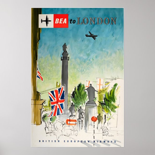 London Travel Poster England Art Print Tourism Ad  (Framsidan)