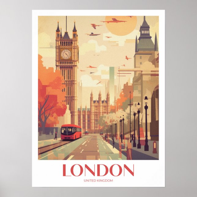 London Travel Print Wall Art Poster (Framsidan)
