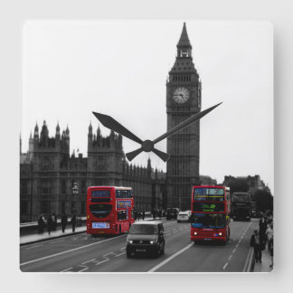 London-turnén i Buss och Big ben-väggklockan Fyrkantig Klocka