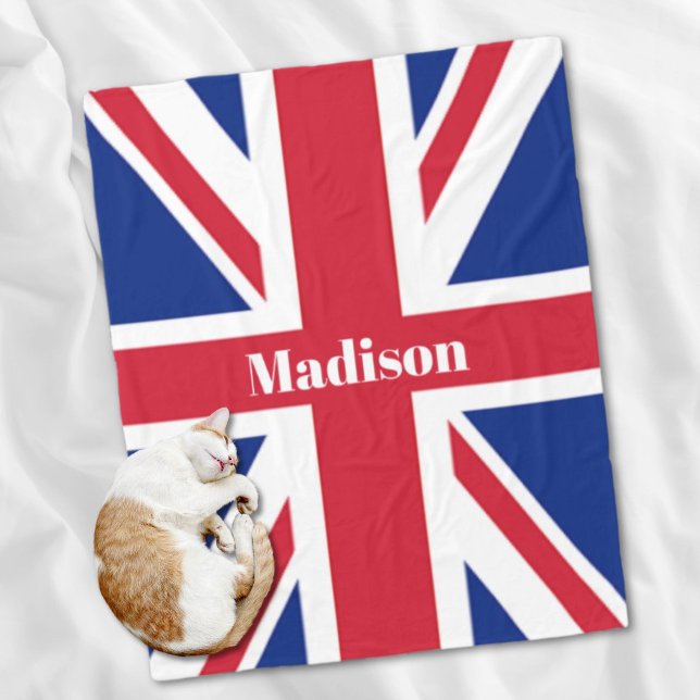 London UK British Flagga Custom Name Union Jack Fleecefilt (London UK British Flag Custom Name Union Jack Fleece Blanket)