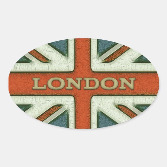 London UK Flagga Ovalt Klistermärke (Framsida)