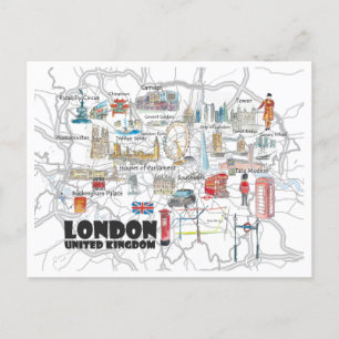 London UK illustrerade resor Vykort