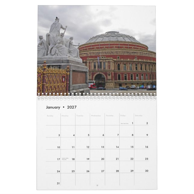 London UK, kalender 2010 (Jan 2027)