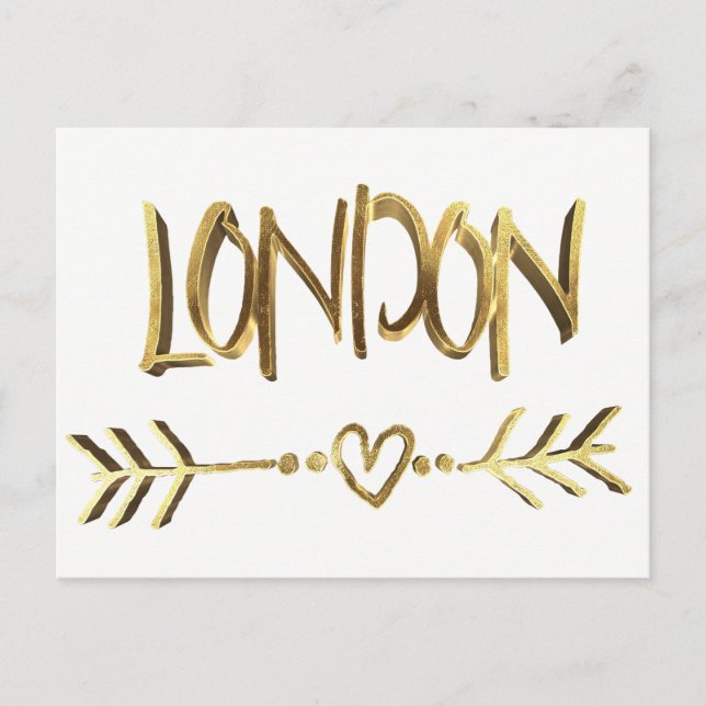 London UK Kärlek Elegant Guld Se Typografi Vykort (Framsida)