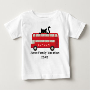 London UK Red Buss Cat-familjesemesterkeepsaké T Shirt