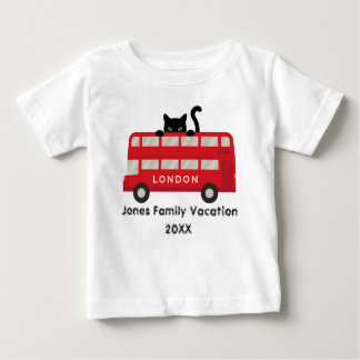 London UK Red Buss Cat-familjesemesterkeepsaké T Shirt