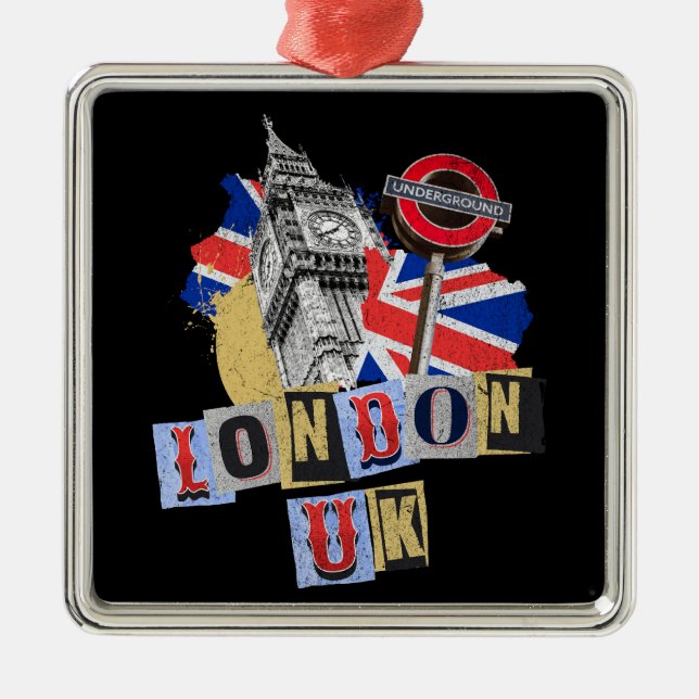 London UK retro stil design Julgransprydnad Metall (Framsidan)