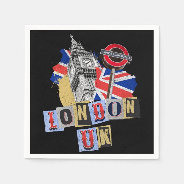 London UK retro stil design Pappersservett (Framsidan)