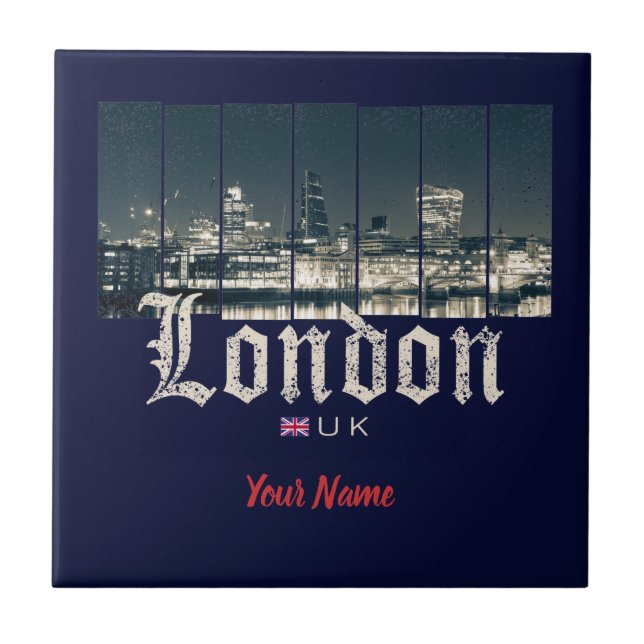 London Uk Skyline United Kingdom England vintage Kakelplatta (Framsidan)