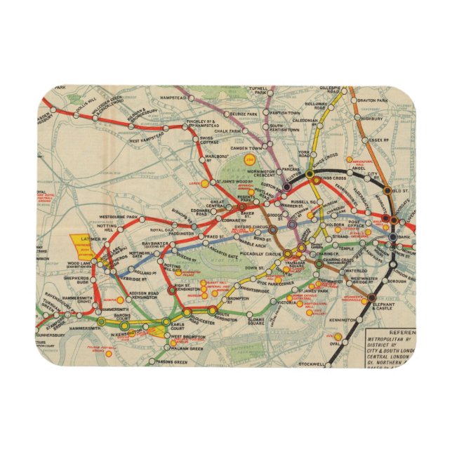 London Underground Railways Karta Magnet (Horisontell)