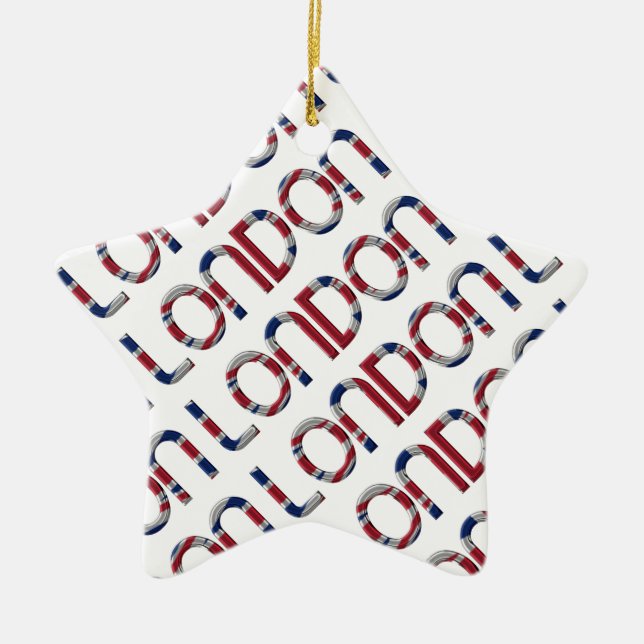 London Union Jack British Flagga Typography Elegan Julgransprydnad Keramik (Framsidan)