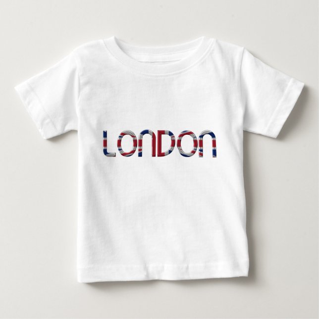 London Union Jack British Flagga Typography Elegan T-shirt (Framsida)