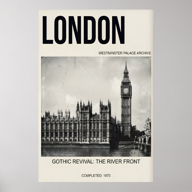 London Väggkonst Svart & Vitt Westminster (Framsidan)