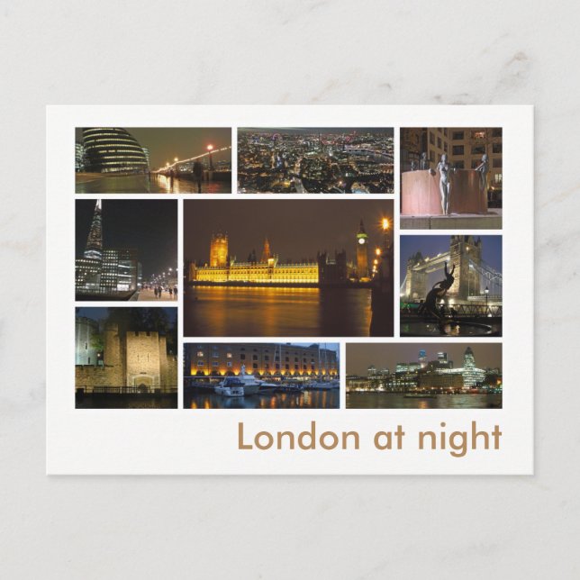 London vid mörker med multiimage vykort (Framsida)