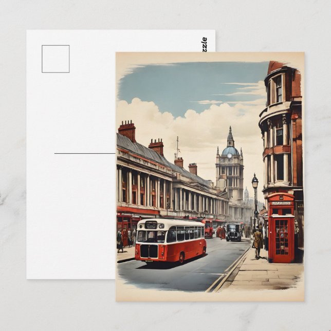 London vintage affisch vykort (Fram/baksida)