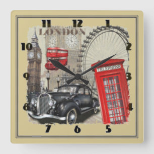 London vintage fyrkantig klocka