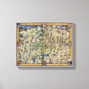 London Vintage Karta Poster återställd Canvastryck