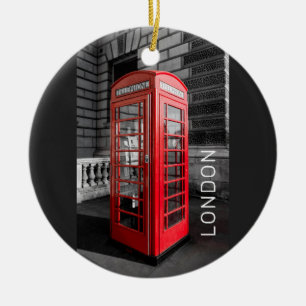 London Vintage Mobil Box UK Retro Telefon Julgransprydnad Keramik
