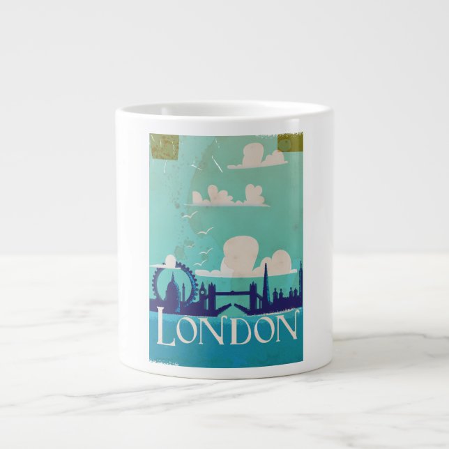 London vintage resemålningaffisch jumbo mugg (Framsidan)