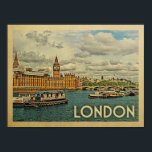 London Vintage resor Poster<br><div class="desc">London vintage resor poster att ha Westminster Abbey på Thames flod för denna roligt Englands scen i Förenade kungariket. För Londongåvor gör den här konsten perfekten souvenir eller memento.</div>