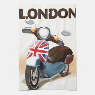 London vintage scooter union jack reseskylt. kökshandduk