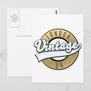 London Vintage UK retro logotyp. Vykort