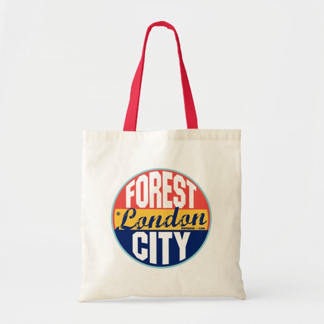 London vintageetikett tygkasse (Framsidan)