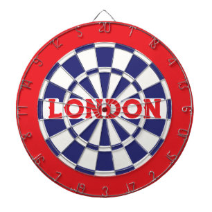 LONDON Vit, Marinblå Och Röd (redigerbar text) Darttavla