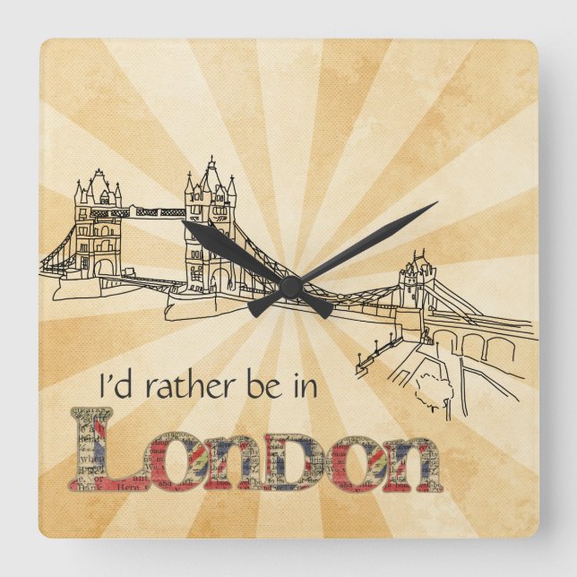 London Wall Clock Fyrkantig Klocka (Framsida)