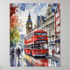 London Watercolor Art Skriv ut Poster