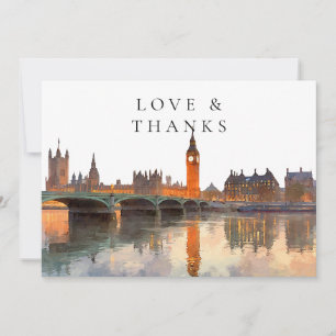 London Watercolor Bröllopsfoto Tack Kort